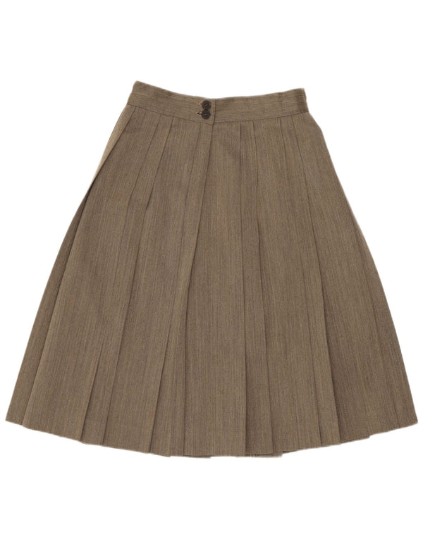 VINTAGE Kvinder Højtalje Plisseret A-line nederdel W24 XS Grå