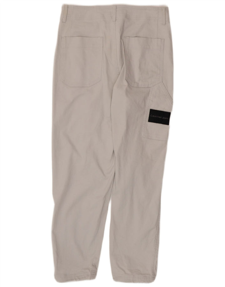 CALVIN KLEIN Herre joggers Cargo Bukser W30 L28 Hvid Bomuld