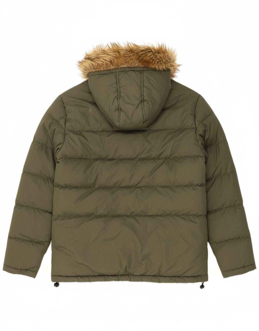 FRENCH CONNECTION Mens Hooded Padded Jacket UK 38 Medium Khaki Polyester