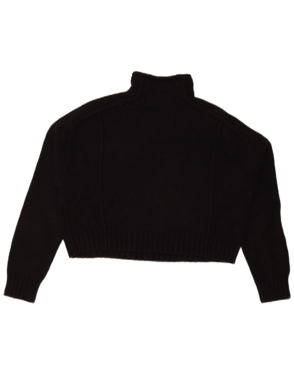 Zara Womens Crop Oversized Roll Neck Jumper Sweater UK 10 Small Black