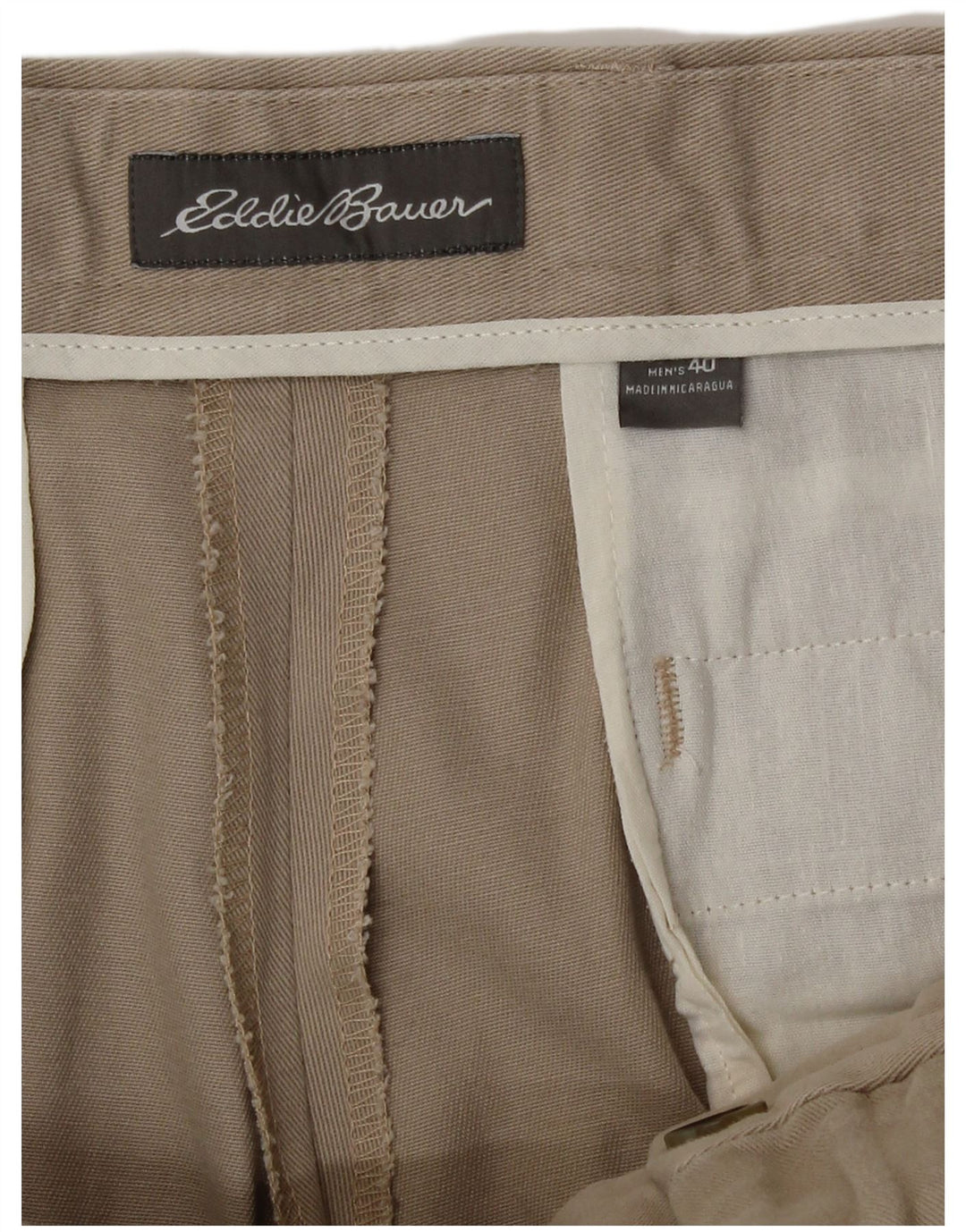 Eddie Bauer Straight Chino-bukser til mænd W40 L30 Beige