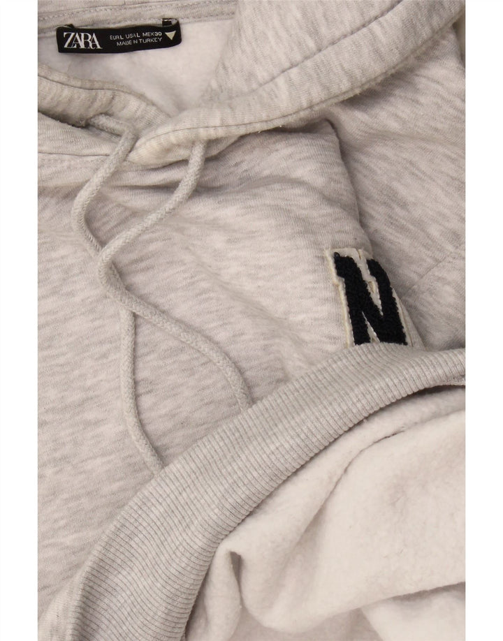 Zara Dame Oversized Hoodie Jumper UK 16 Large Grå
