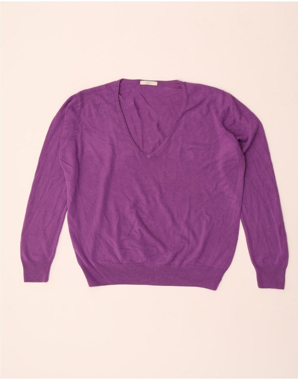 Marks & Spencer Dame Oversized V-hals sweater UK 18 XL Lilla