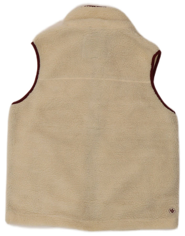 FAT FACE Dame Fleece Gilet UK 12 Medium Off White Polyester