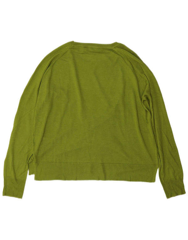 Zara Dame Oversized Boat Neck Jumper Sweater UK 10 Small Green Viscose