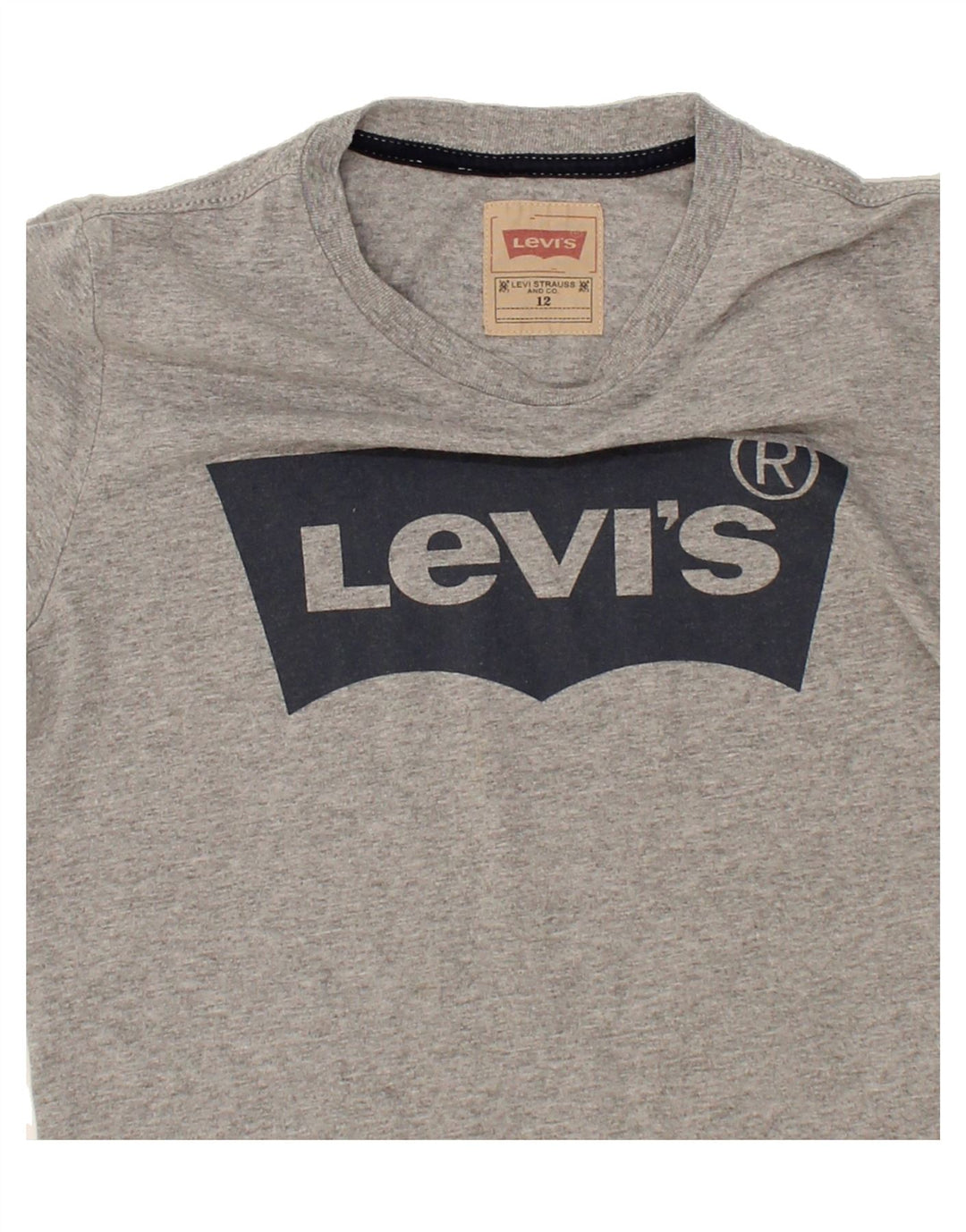 LEVI'S Boys Graphic Top Long Sleeve 11-12 Years Grey Vintage Levi's and Second-Hand Levi's from Messina Hembry 