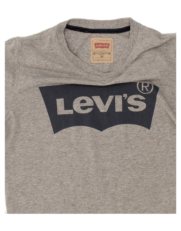 LEVI'S Boys Graphic Top Long Sleeve 11-12 Years Grey Vintage Levi's and Second-Hand Levi's from Messina Hembry 