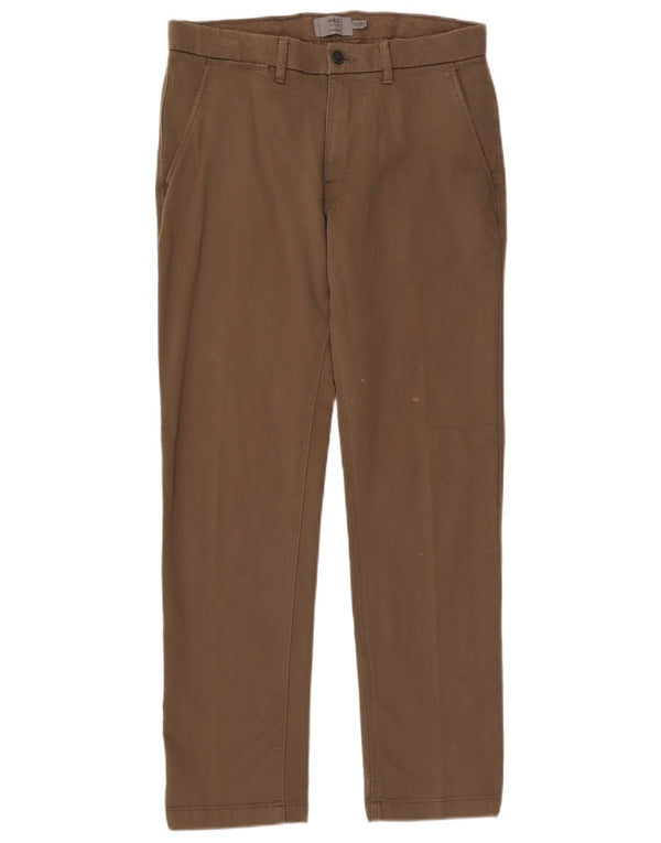 Marks & Spencer Straight Chino-bukser til mænd W32 L31 Brun bomuld