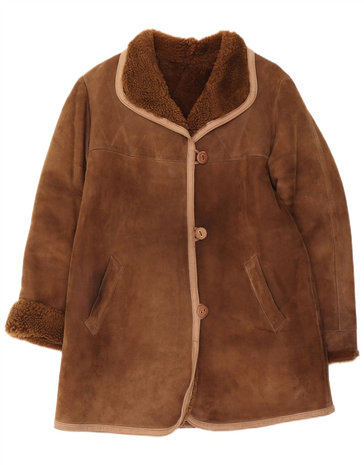 Vintage Dame Shearling Coat UK 12 Medium Brown