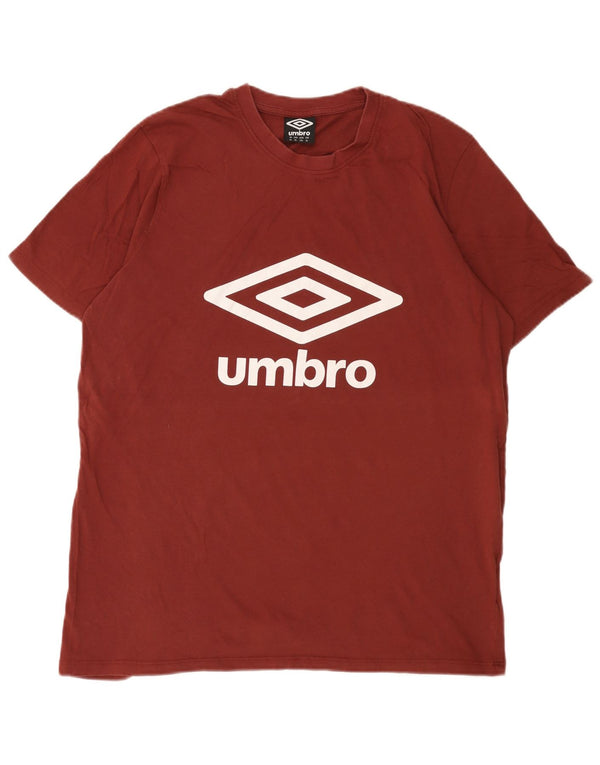 Umbro Herre Grafisk T-Shirt Top XL Bourgogne Bomuld