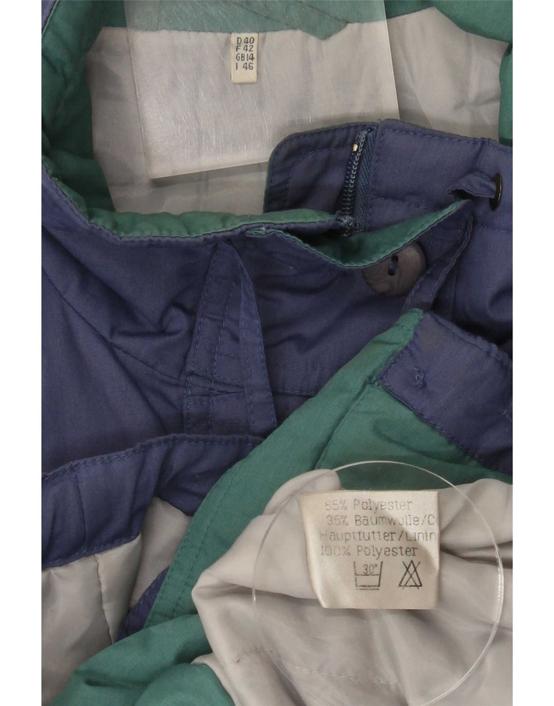 Vintage Dame Oversized Polstret Frakke UK 14 Large Blue Polyester