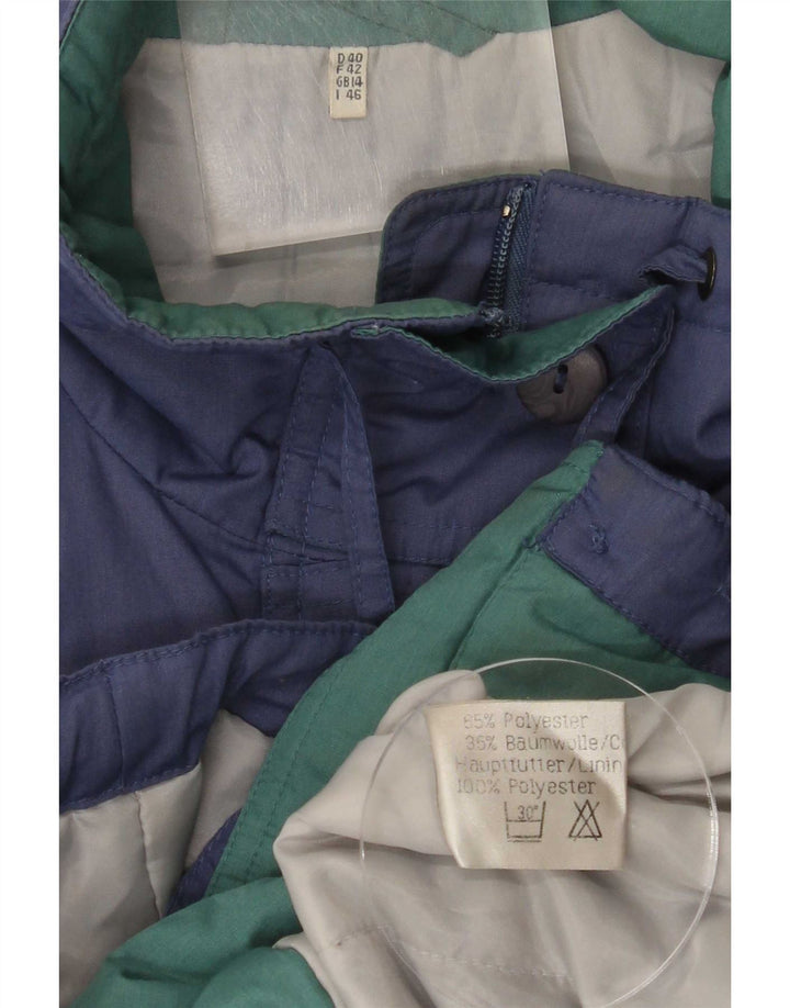 Vintage Dame Oversized Polstret Frakke UK 14 Large Blue Polyester