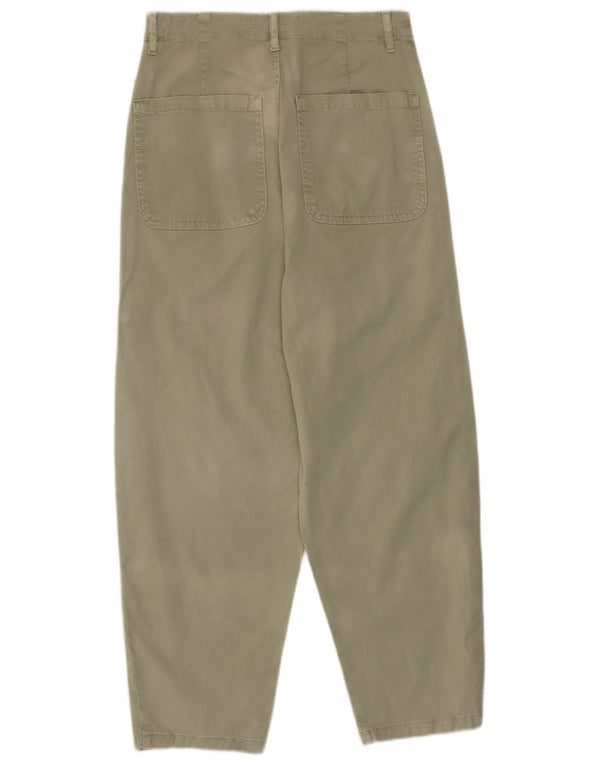Zara Dame Højtalje Loose Fit Cargo Bukser EU 34 XS W24 L24 Khaki