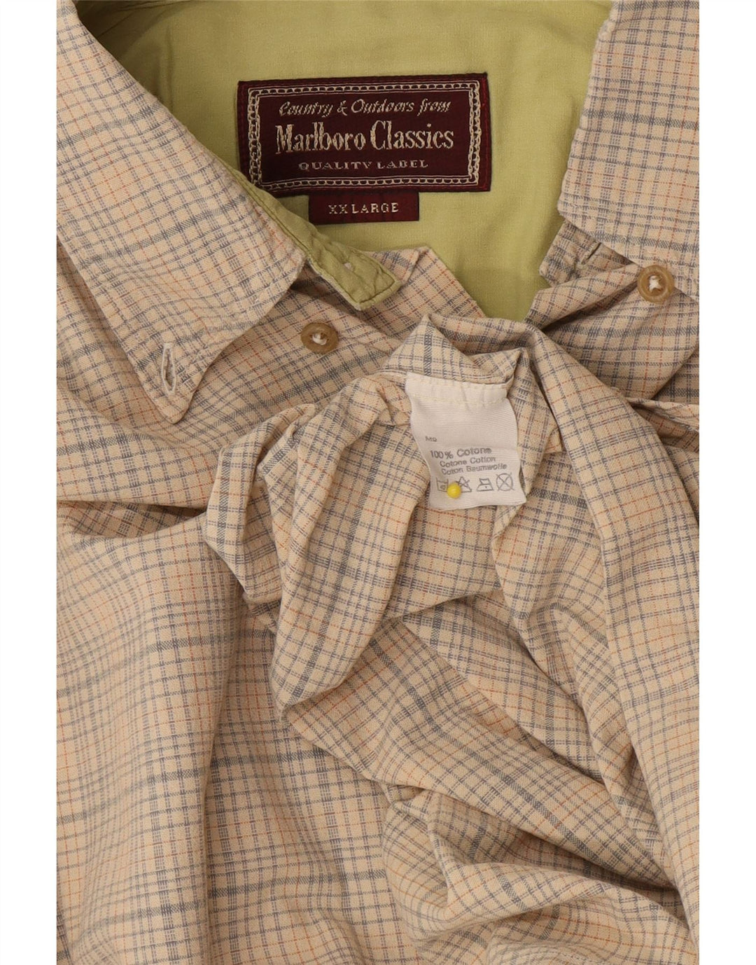 Marlboro Classics herreskjorte 2XL beige ternet bomuld