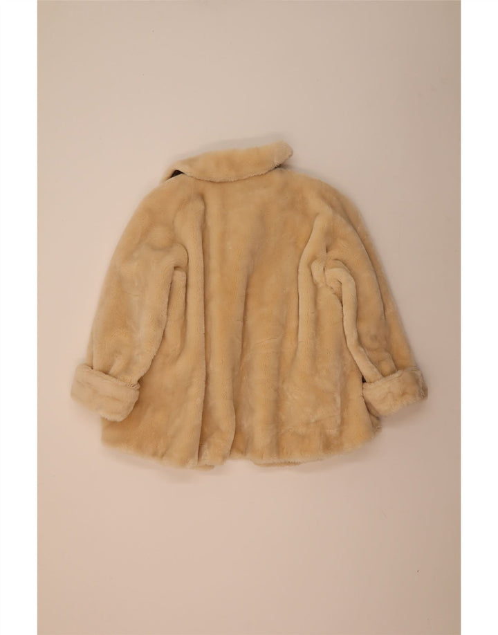 Vintage Dame imiteret Pels Oversized Overfrakke IT 42 Medium Beige Acetate
