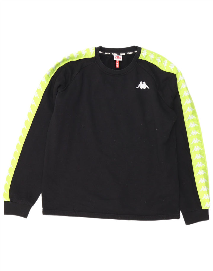 Kappa Herre grafisk sweatshirt Jumper Medium Sort Colourblock Bomuld
