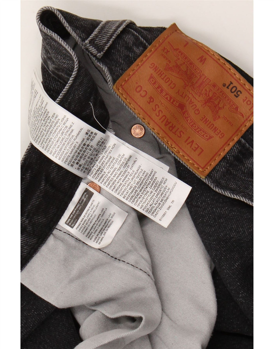 LEVI'S Herre 501 Cropped Jeans W48 L26 Grå Bomuld