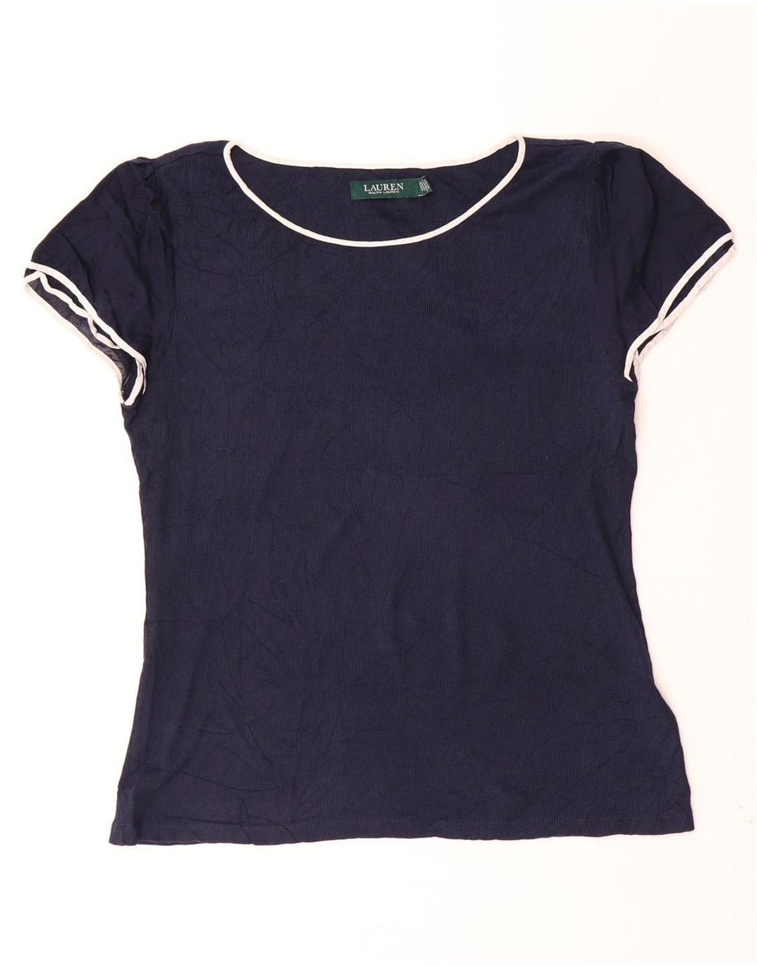 Ralph Lauren Dame T-Shirt Top UK 14 Stor Marineblå Bomuld