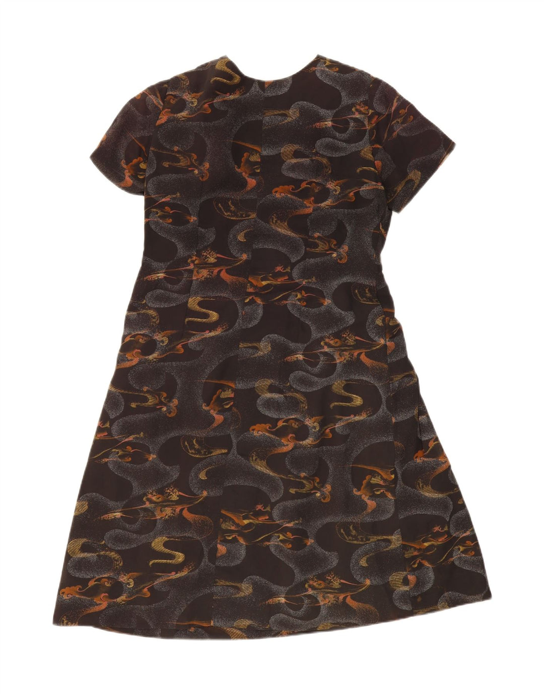 VINTAGE Womens Abstract Pattern A-Line Dress UK 12 Medium Black Vintage Vintage and Second-Hand Vintage from Messina Hembry 