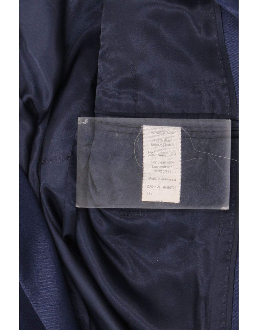 Calvin Klein Herre Short 2 Button Blazer Jacket UK 38 Medium Navy Blue Wool