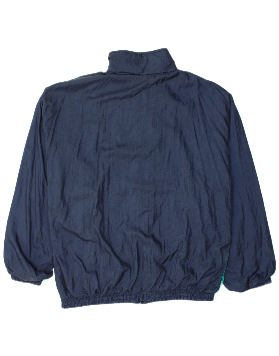 VINTAGE Træningsdragt til mænd, topjakke, stor marineblå farveblok polyamid