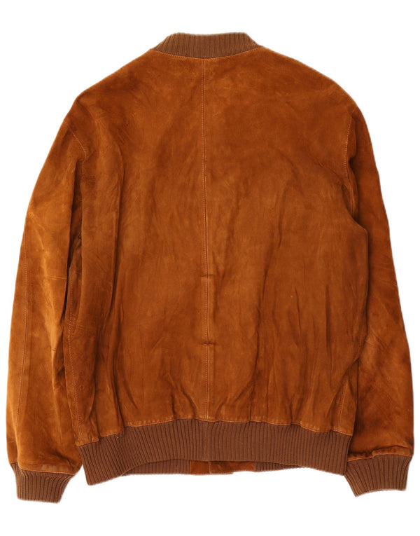 Vintage Mens Suede Bomber Jacket IT 54 2XL Brown
