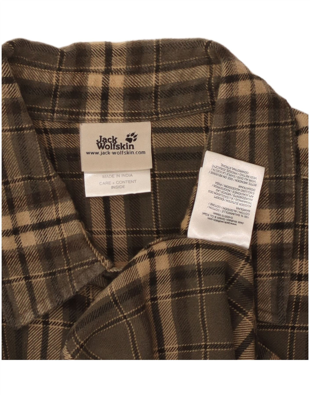 Jack Wolfskin Herre flannelskjorte XL Grøn ternet bomuld