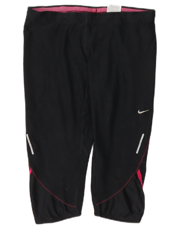 NIKE Dame Dri Fit Capri træningsdragt Bukser UK 16 Stor sort farveblok