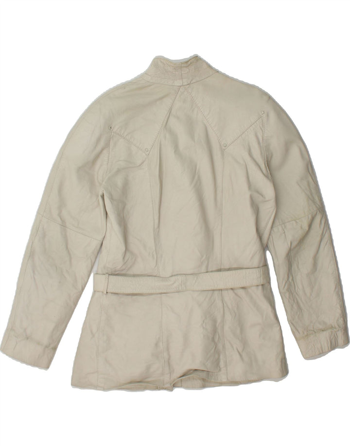 VINTAGE Womens Leather Jacket UK 14 Medium White Vintage Vintage and Second-Hand Vintage from Messina Hembry 