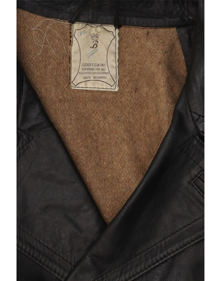Vintage Herre Læderjakke UK 38 Medium Sort Læder