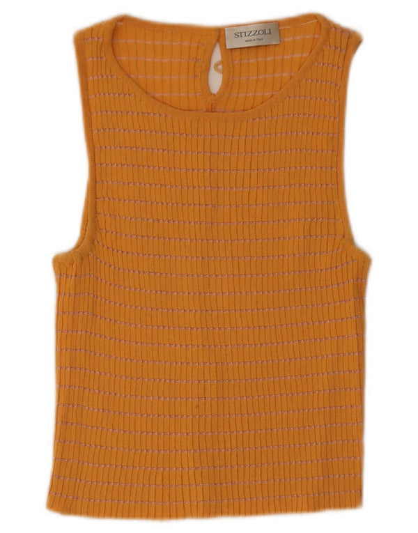STIZZOLI Womens Crop Vest Top UK 2 2XS Orange Stribet