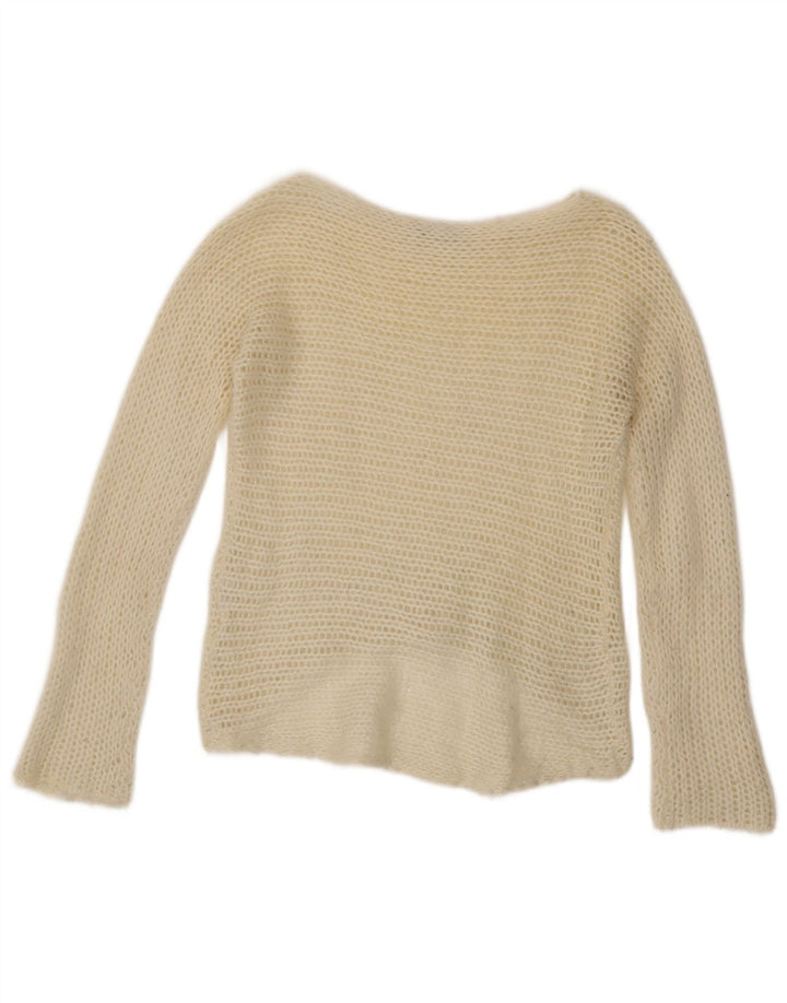 MAX & CO. Womens Crop Boat Neck Jumper Sweater UK 10 Small Off White