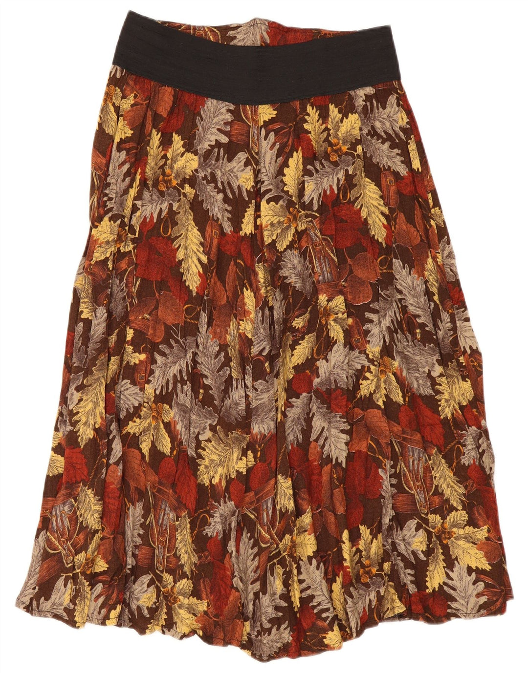 Vintage midi-nederdel til kvinder W30 L33 Brun blomster