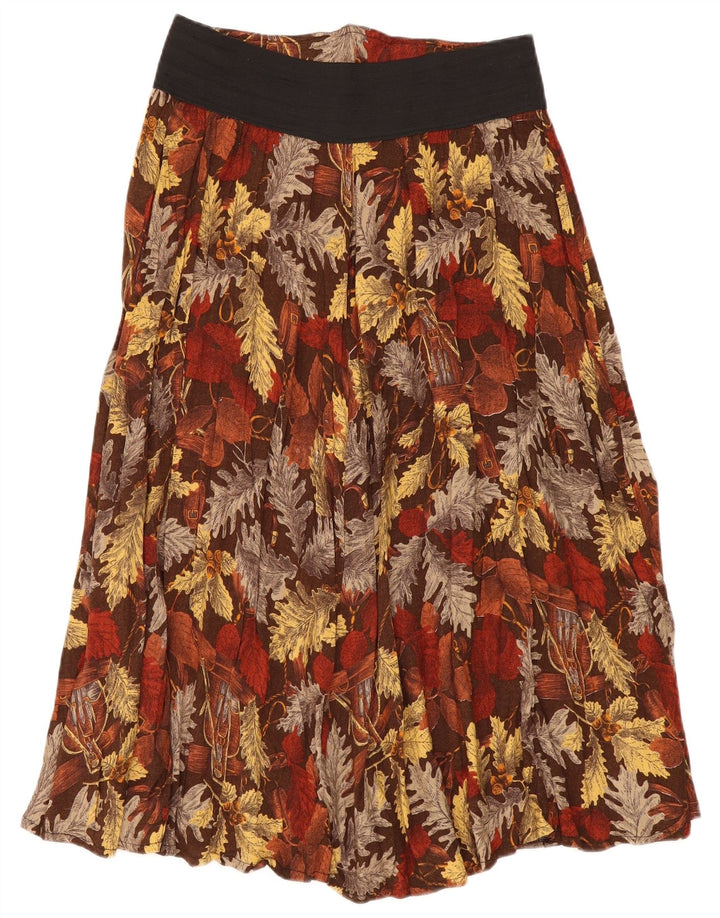 Vintage midi-nederdel til kvinder W30 L33 Brun blomster