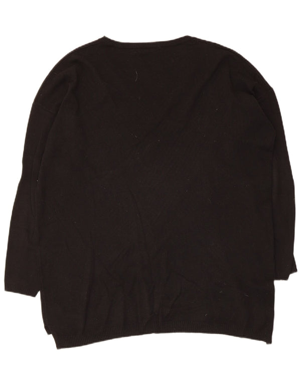 Zara Dame 3/4 ærmet V-hals sweater UK 14 Medium Sort