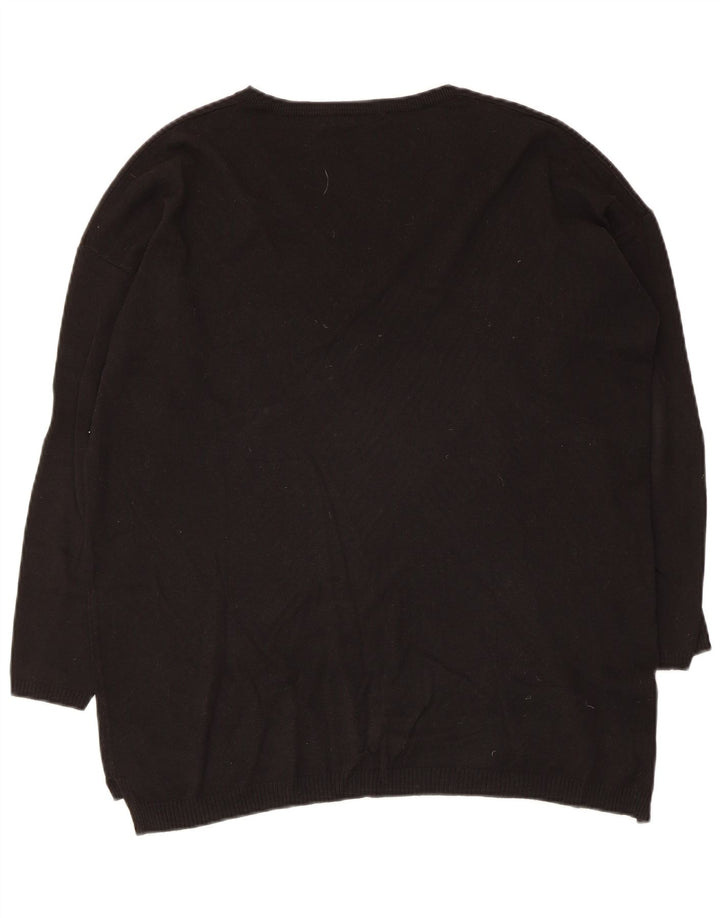 Zara Dame 3/4 ærmet V-hals sweater UK 14 Medium Sort