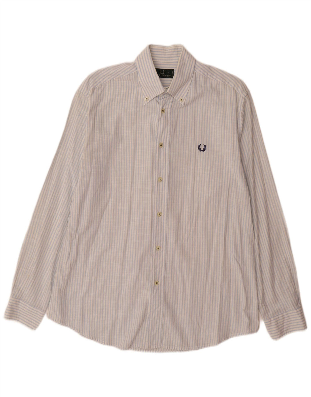Fred Perry herreskjorte stor blå nålestribet bomuld