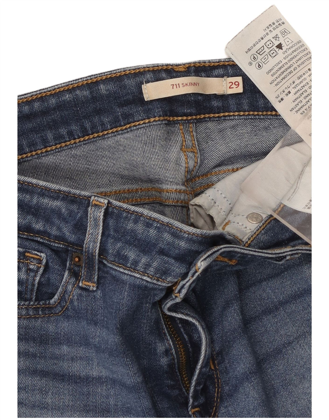 Levi's Dame 711 Skinny Jeans W29 L26 Blå Bomuld