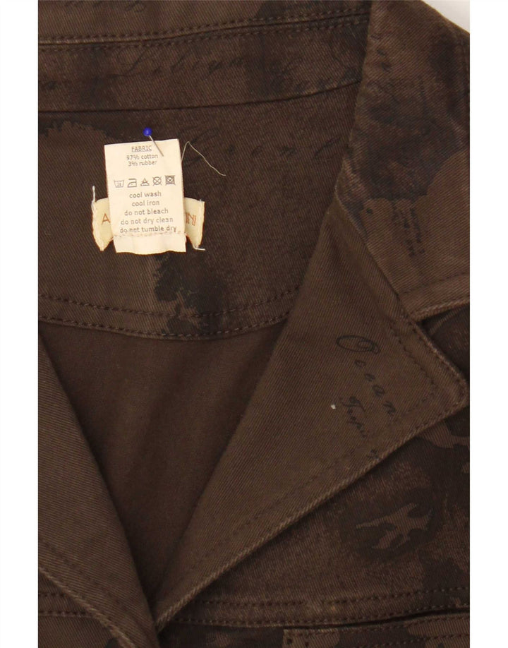 ALVIERO MARTINI Dame grafisk denimjakke IT 48 Stor brun bomuld
