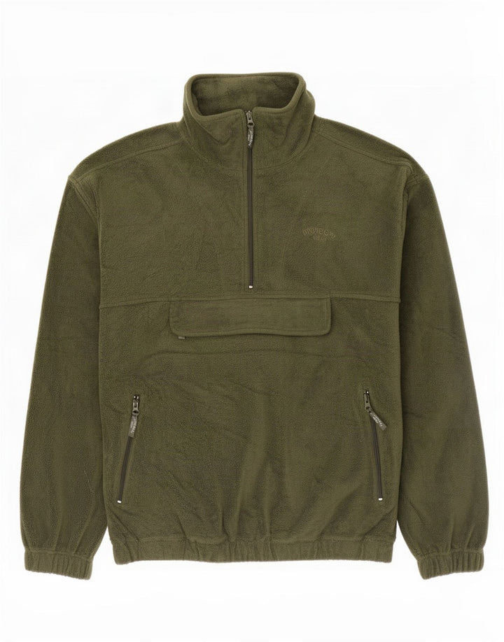 Vintage Herre Anorak Fleece Jumper Stor Khaki Polyester