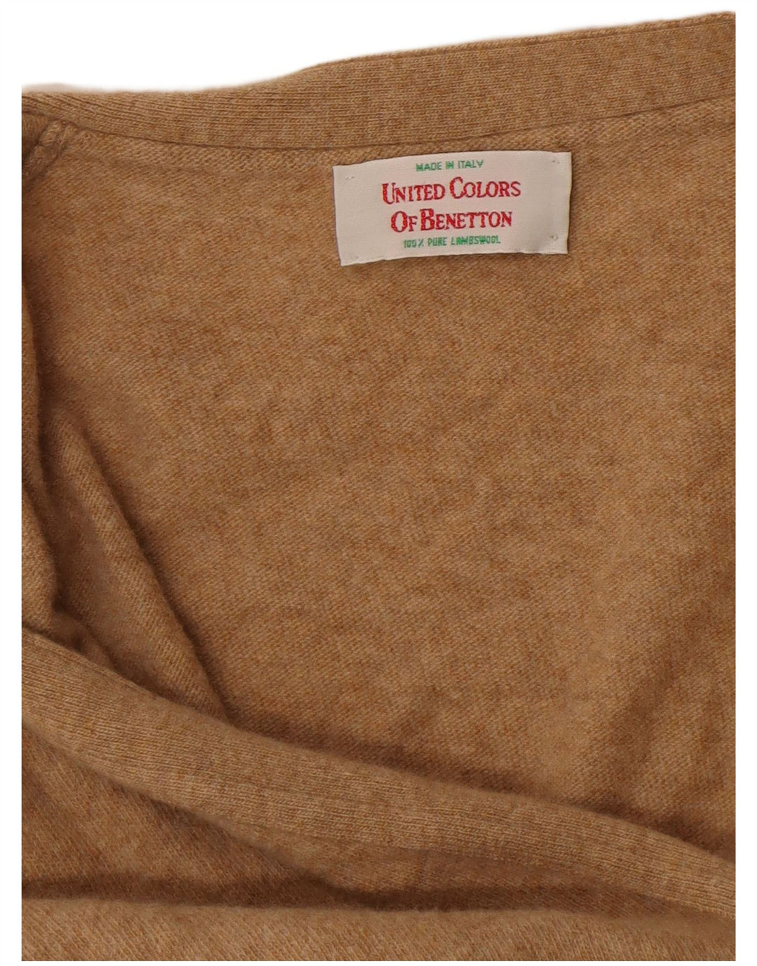 Benetton Dame Cardigan Sweater UK 16 Stor brun lammeuld
