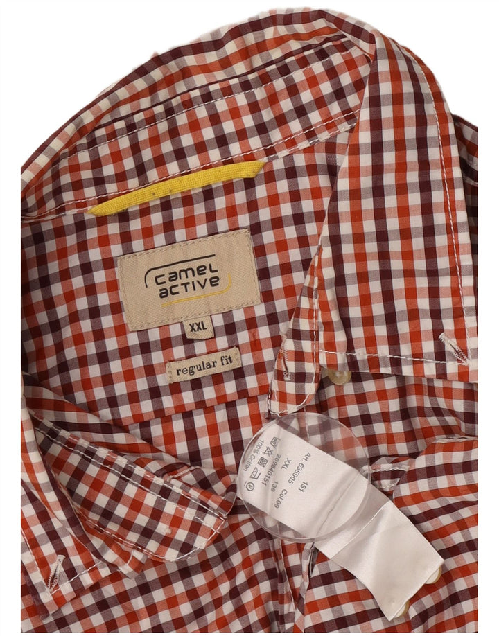 Camel Active Kortærmet Kortærmet Skjorte med normal pasform 2XL Rød Gingham Bomuld