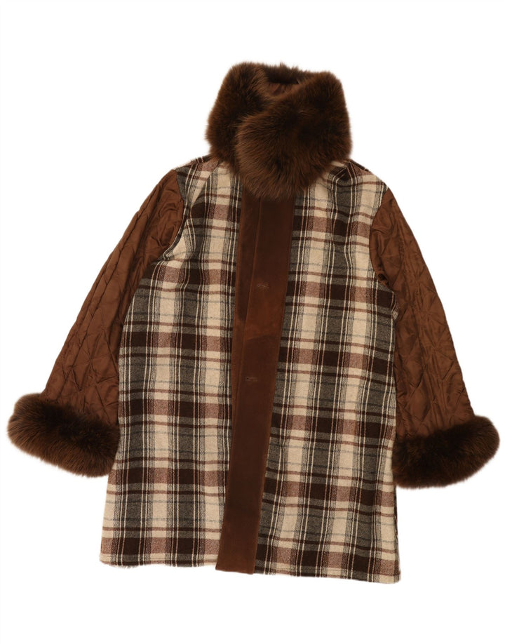 Vintage oversize overfrakke til kvinder EU 40 medium brun ternet