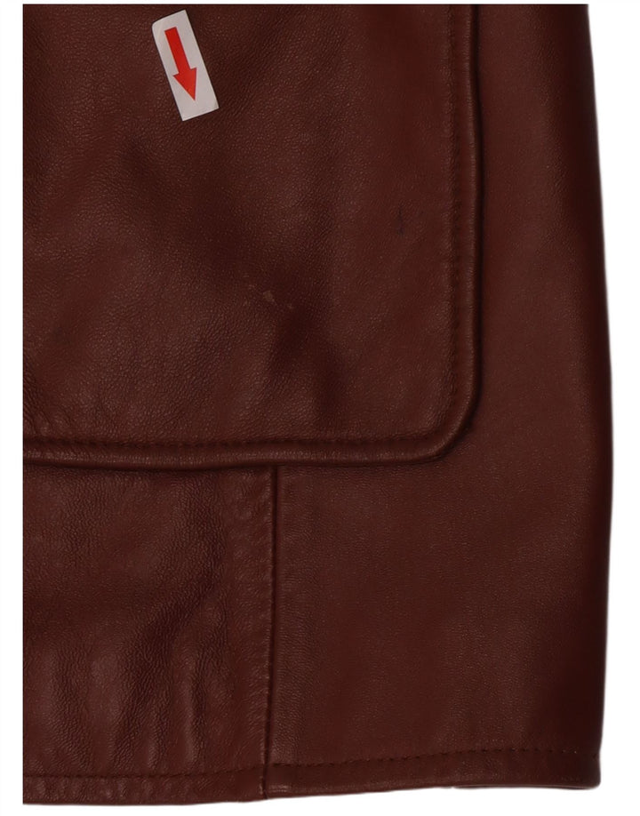 Classics Dame 3-knaps læder blazerjakke UK 26 5XL Brunt læder