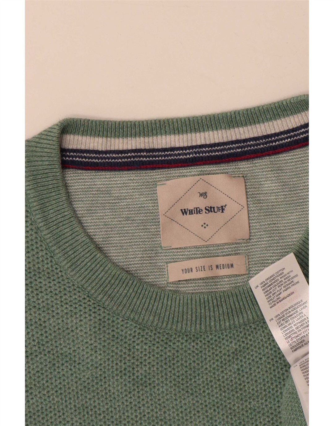 White Stuff Herre Crew Neck Jumper Sweater Medium Green Bomuld