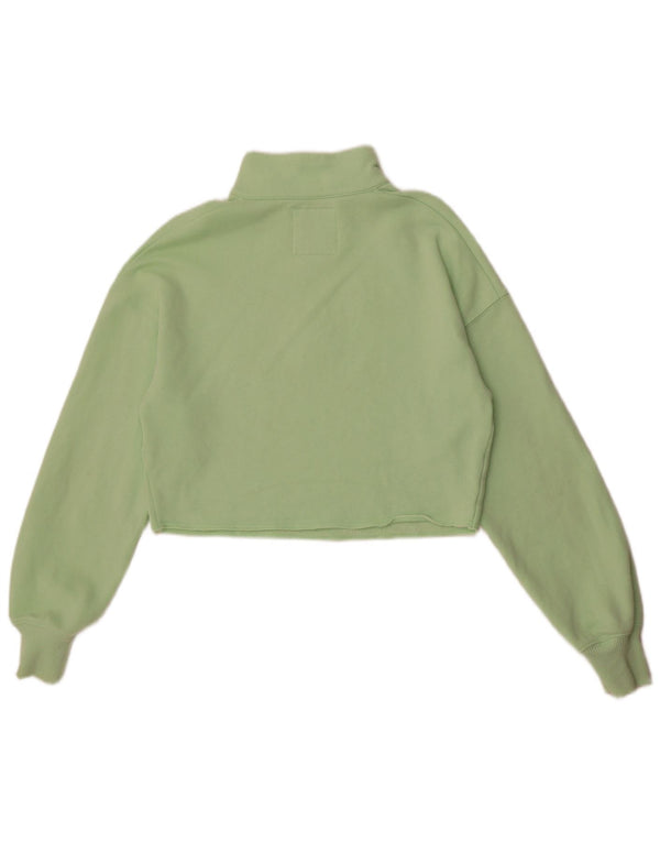Hollister Womens Oversized Crop Sweatshirt Jumper UK 10 Small Green