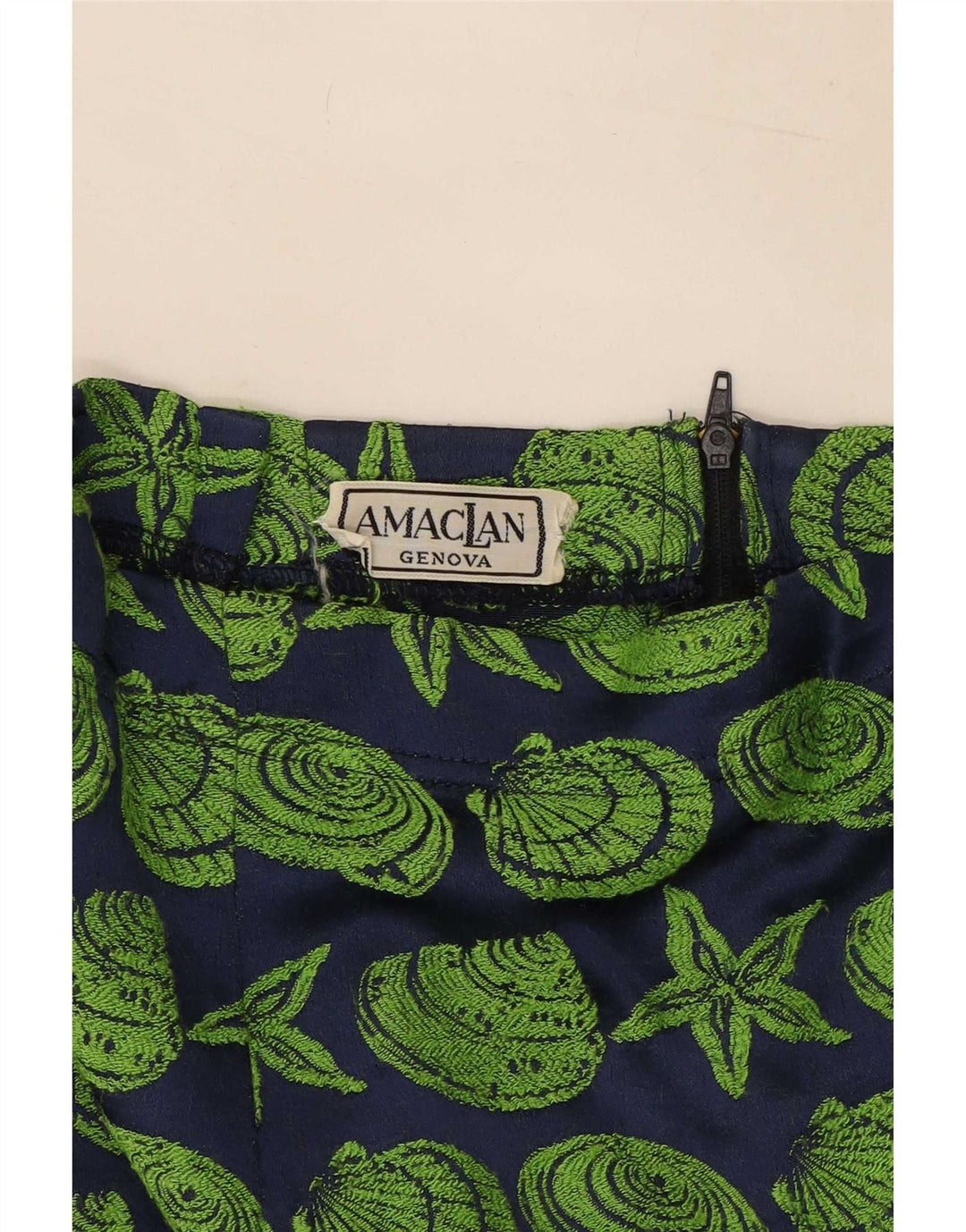 Vintage kvinders abstrakt mønster blyantnederdel Medium W28 Marineblå