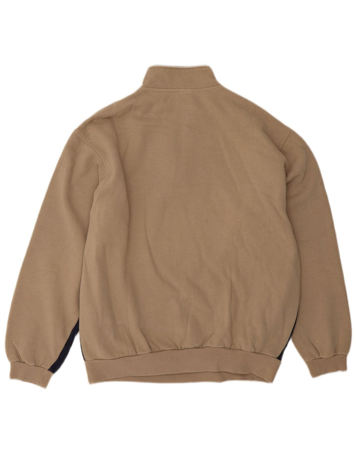 Fila Mens Zip Neck Sweatshirt Jumper Medium Beige Colourblock Cotton