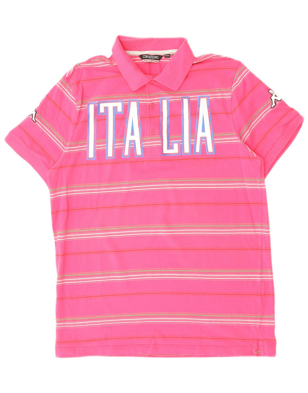 KAPPA Herre Italia grafisk poloshirt 2XL Pink Stribet bomuld