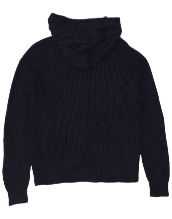 Marks & Spencer Dame Crop Hætte Cardigan Sweater UK 10 Small Navy Blue